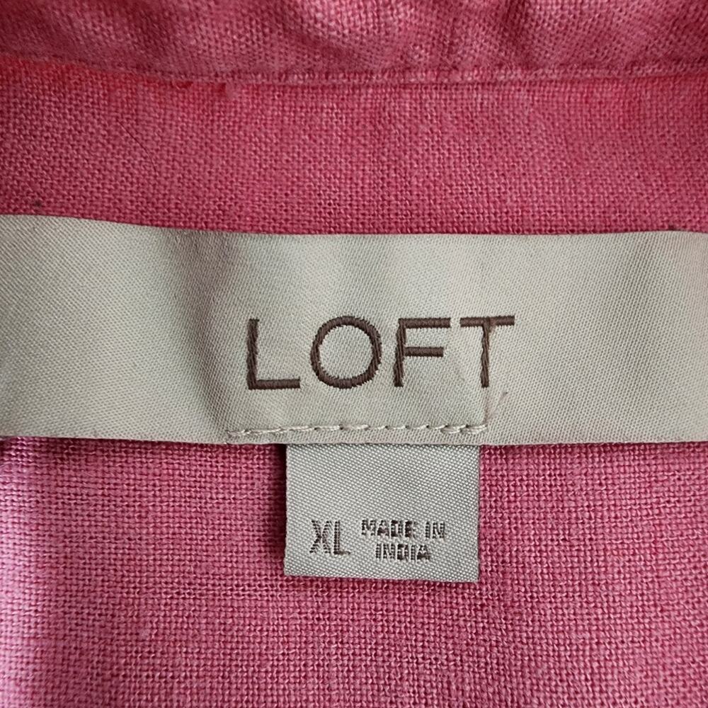 LOFT Women Shirt Size XL Pink Linen Blend Button Up Long Sleeves Collared Casual - Picture 8 of 10